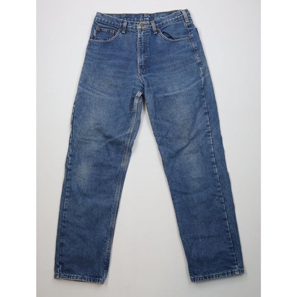 Vtg Y2K Carhartt Mens 32x32 Distressed Heavy Flannel Lined Straight Leg Jeans - Picture 2 of 16